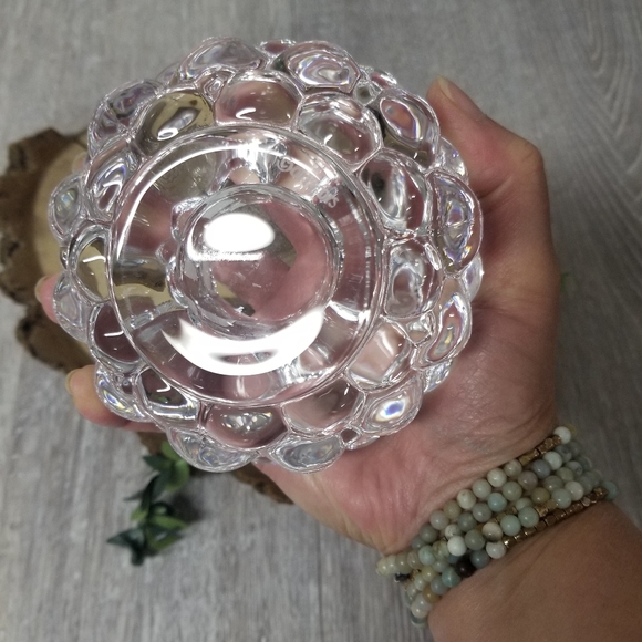 Orrefors raspberry crystal candle holder - Picture 2 of 12